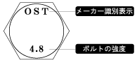 ボルトの頭の刻印は、アルファベットはメーカーの識別表記を、数字はボルトの強さを表したものとなります。