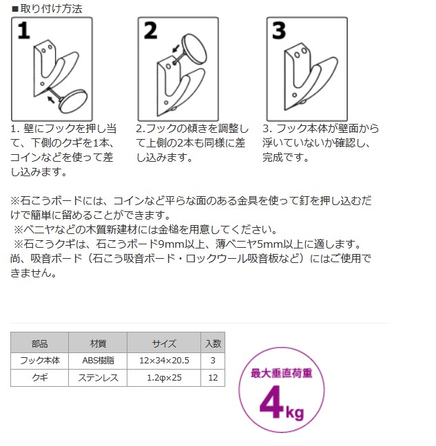 ねじ・ボルト・ナット・その他DIY商品の販売、通販サイト ねじナビ。 ウサギフック MU-41W