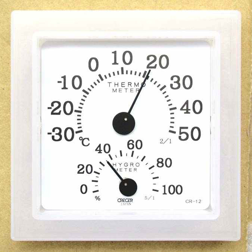 CRECER 温湿度計クリア ミニホワイト CR-12W