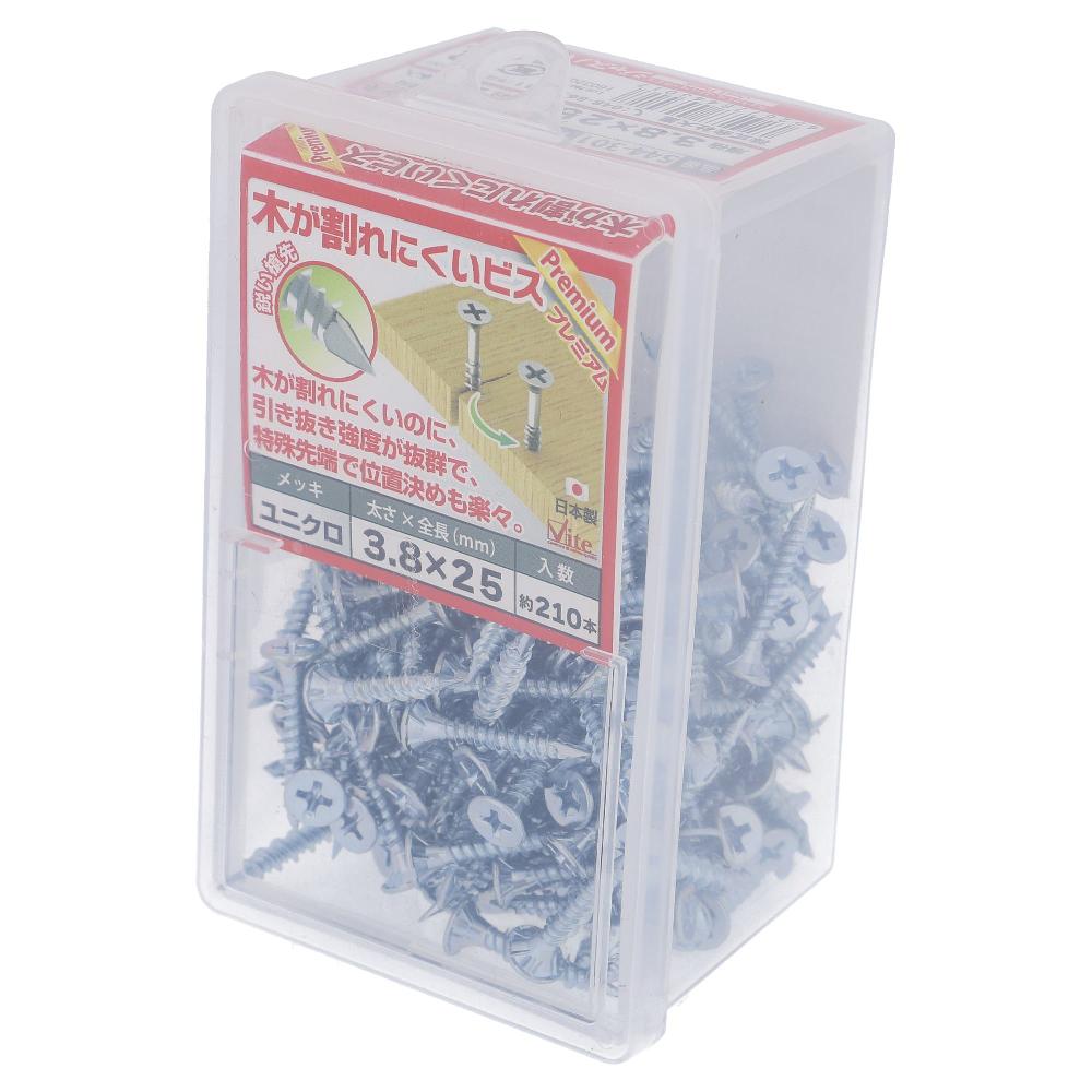 鉄/ユニクロ 木が割れにくいビス プレミアム フレキ付 3.8X25 (210本入)