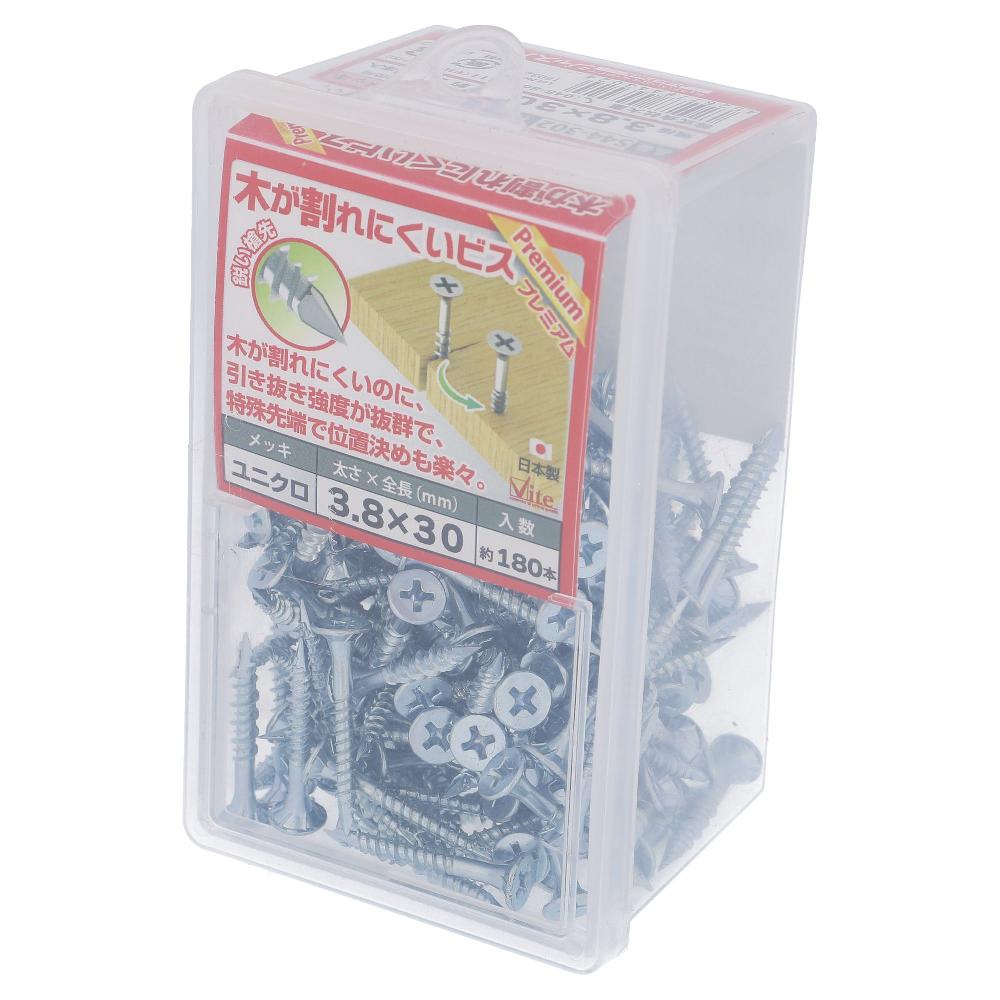 鉄/ユニクロ 木が割れにくいビス プレミアム フレキ付 3.8X30 (180本入)