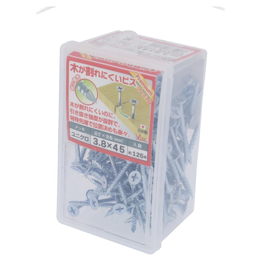 鉄/ユニクロ 木が割れにくいビス プレミアム フレキ付 3.8X45 (125本入)