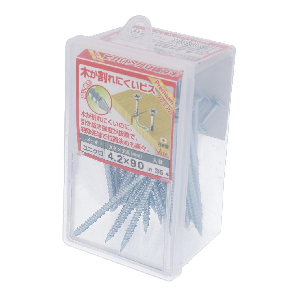 鉄/ユニクロ 木が割れにくいビス プレミアム フレキ付 4.2X90 (35本入)