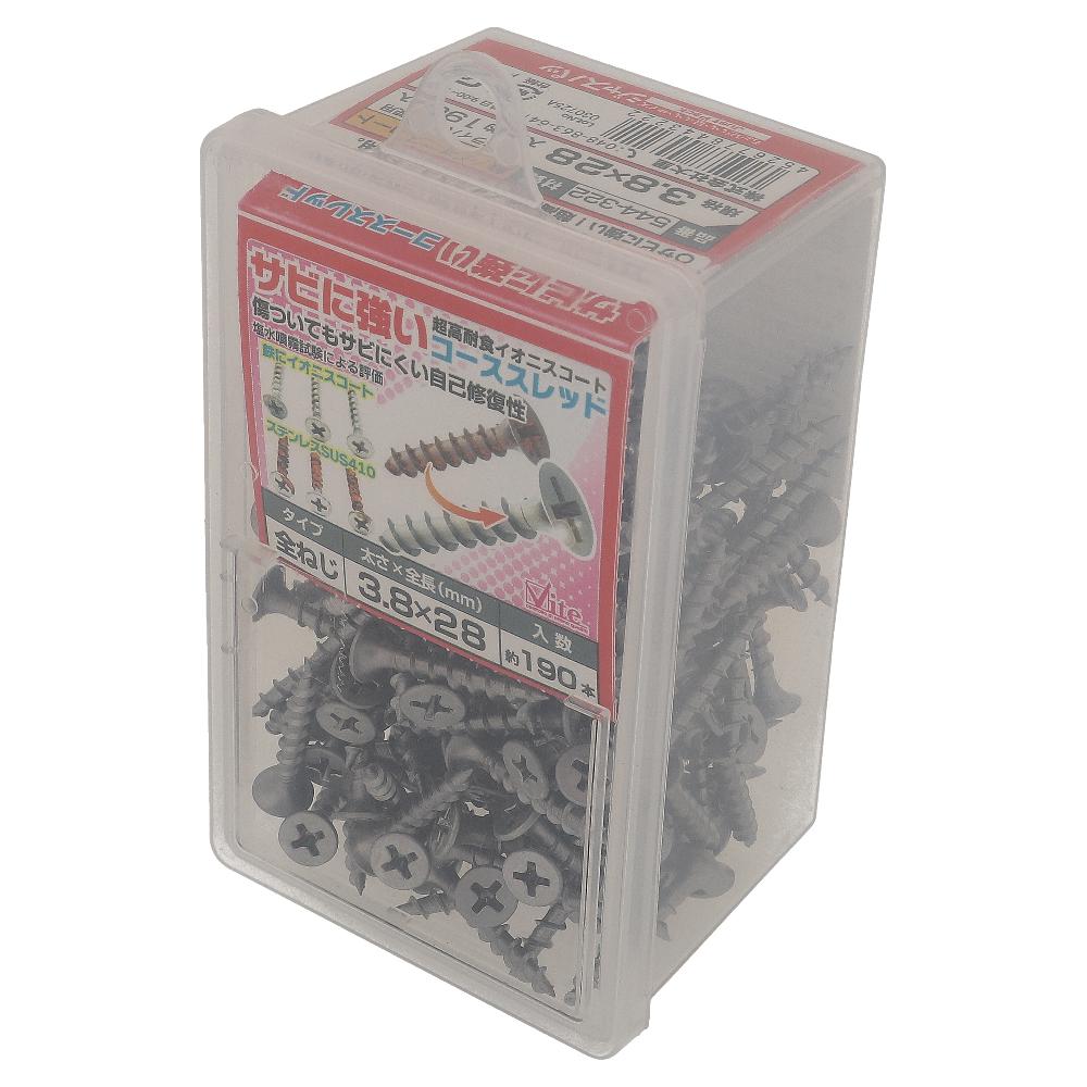 鉄/イオニスコート サビに強いコーススレッド 全ねじ 3.8X28 (190本入)