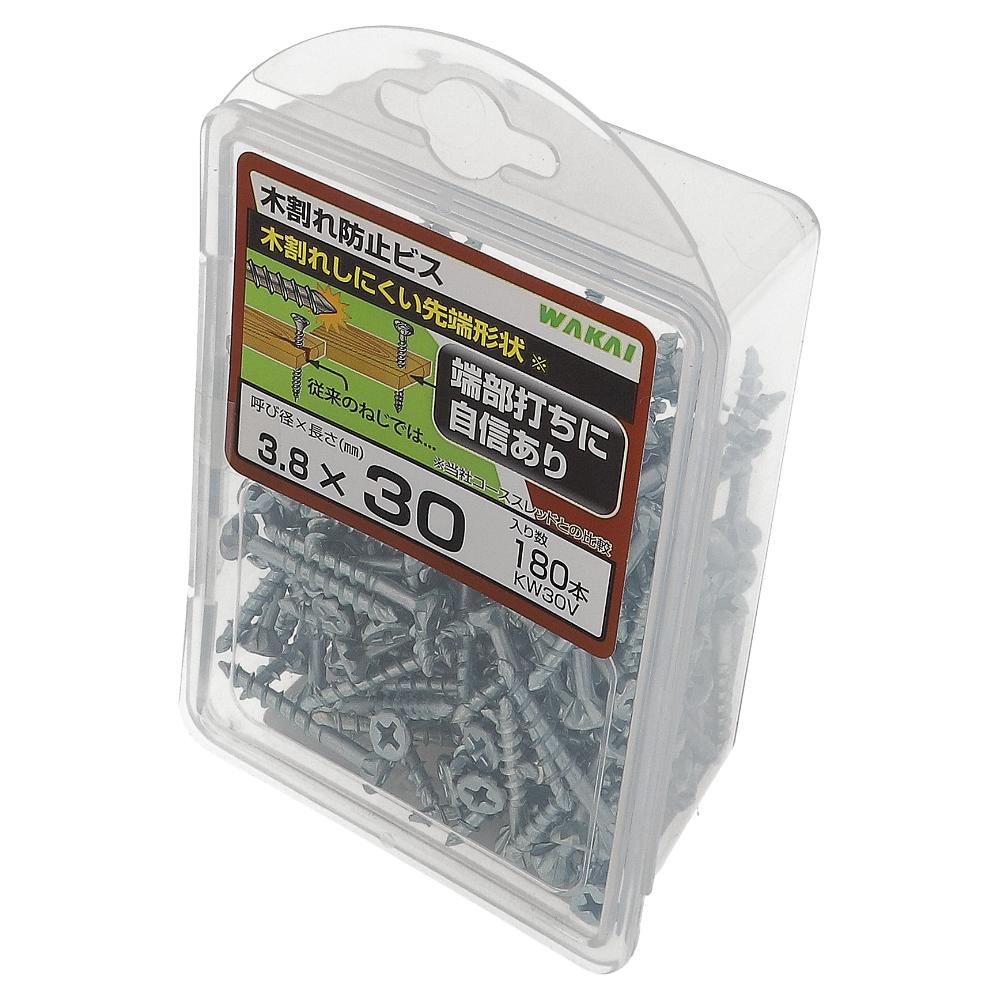 鉄/ユニクロ 木割れ防止ビス 皿頭フレキ付 半ねじ 3.8X30 (180本入)