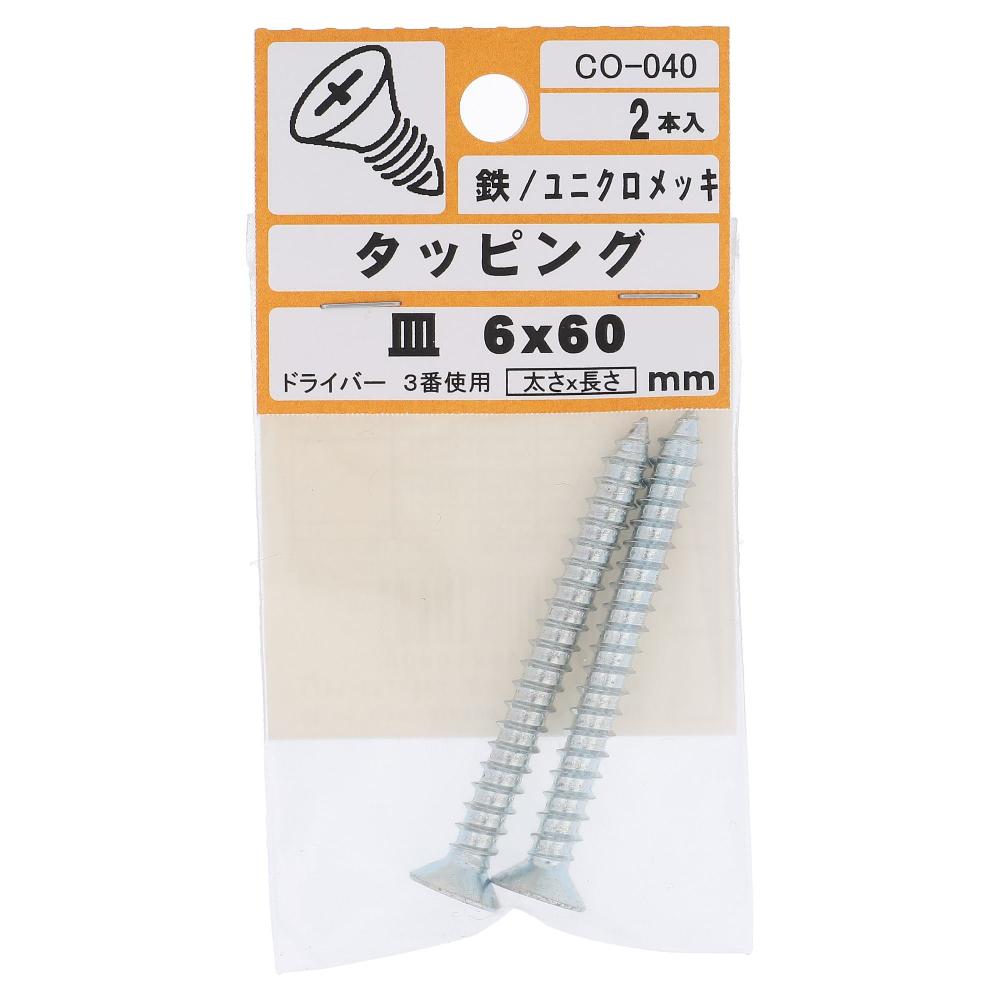 鉄/ユニクロ タッピング 皿頭 6X60  10本入 (2本X5パック)