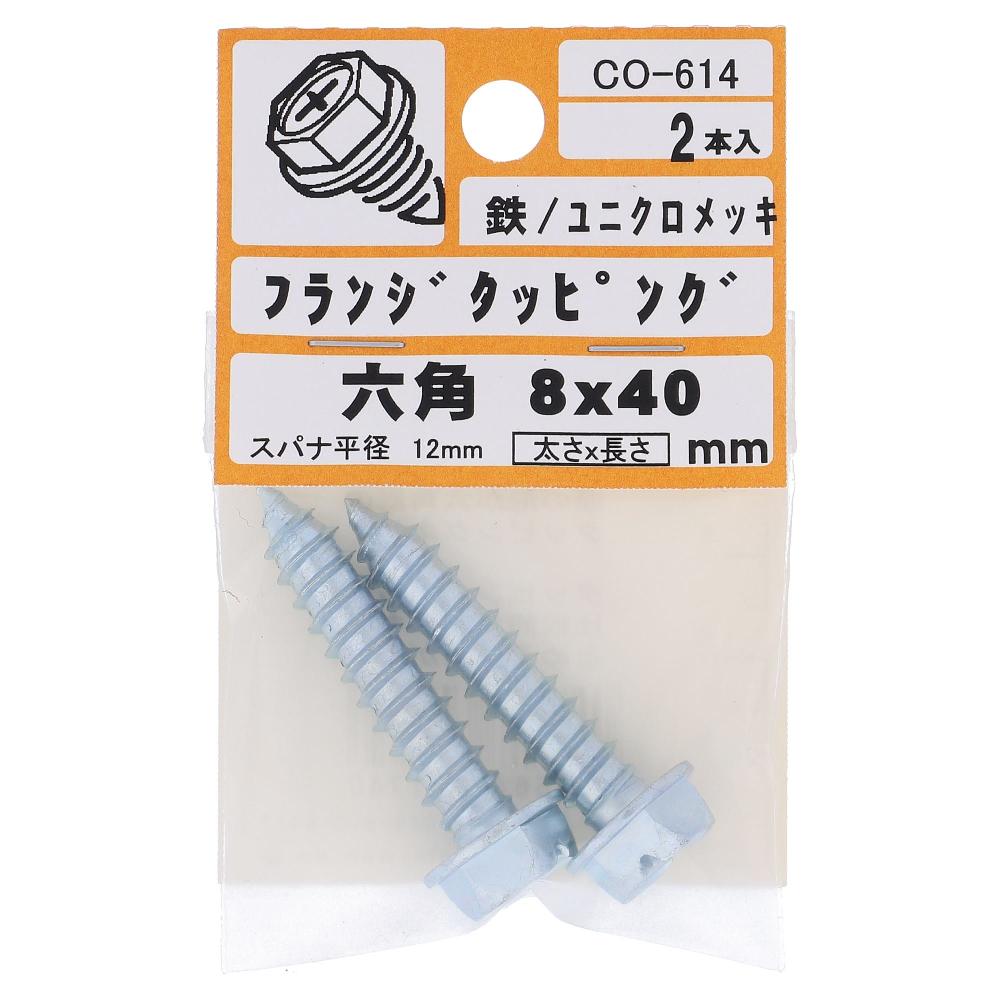 鉄/ユニクロ タッピング 六角フランジ 8X40  10本入 (2本X5パック)