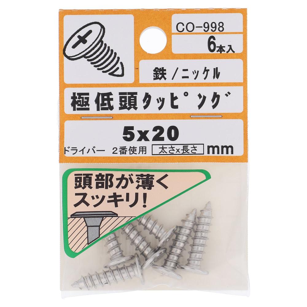 鉄/ニッケルメッキ 極低頭 タッピング 5X20  30本入 (6本X5パック)