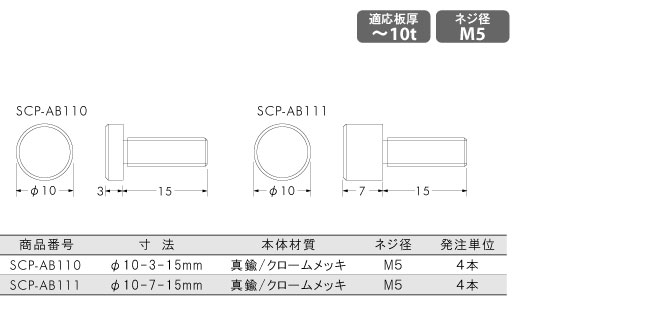 パネルフィクスバー 4本入り φ10mm ボルト