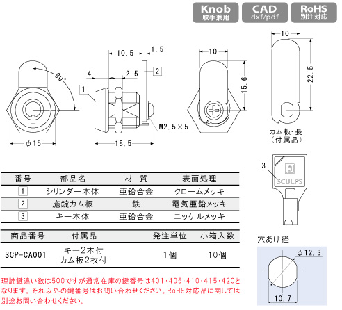 シリンダー錠 ミニロック